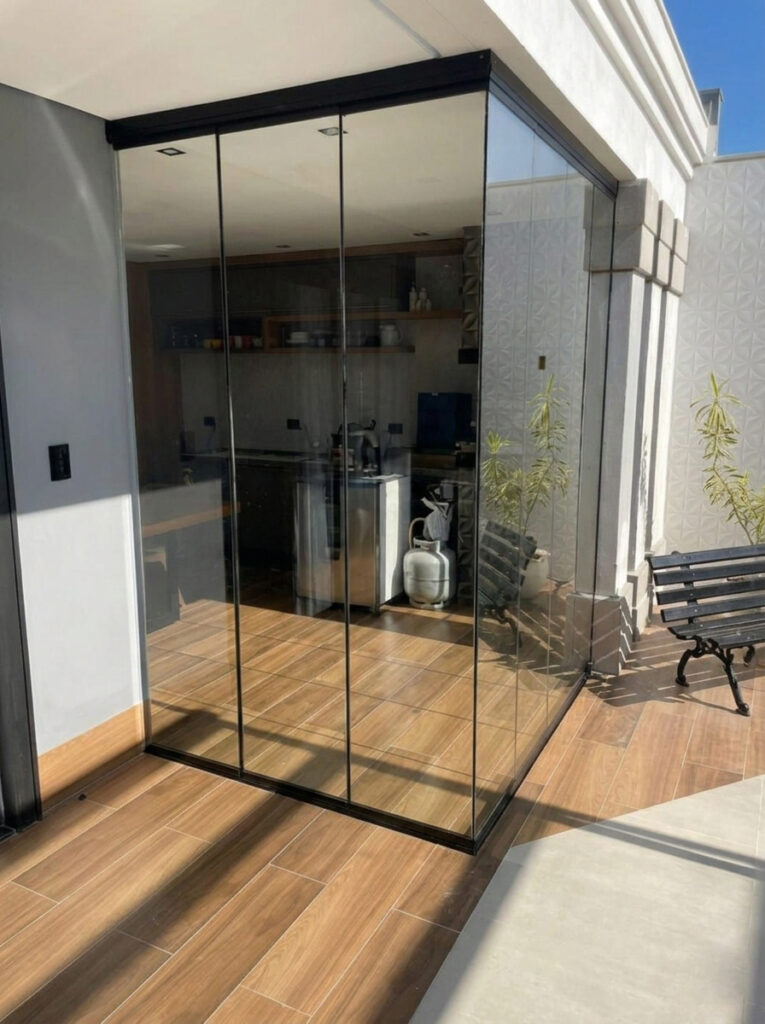 porta de correr cortina de vidro temperado